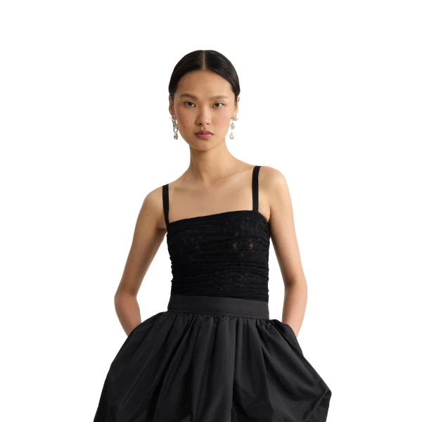 Polyamide lace detachable twinset top in Black - Image 5