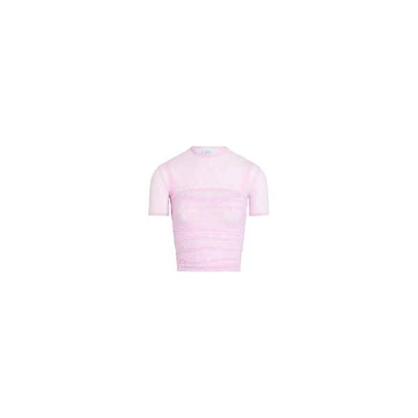 Polyamide lace detachable twinset top in Pink Parfait
