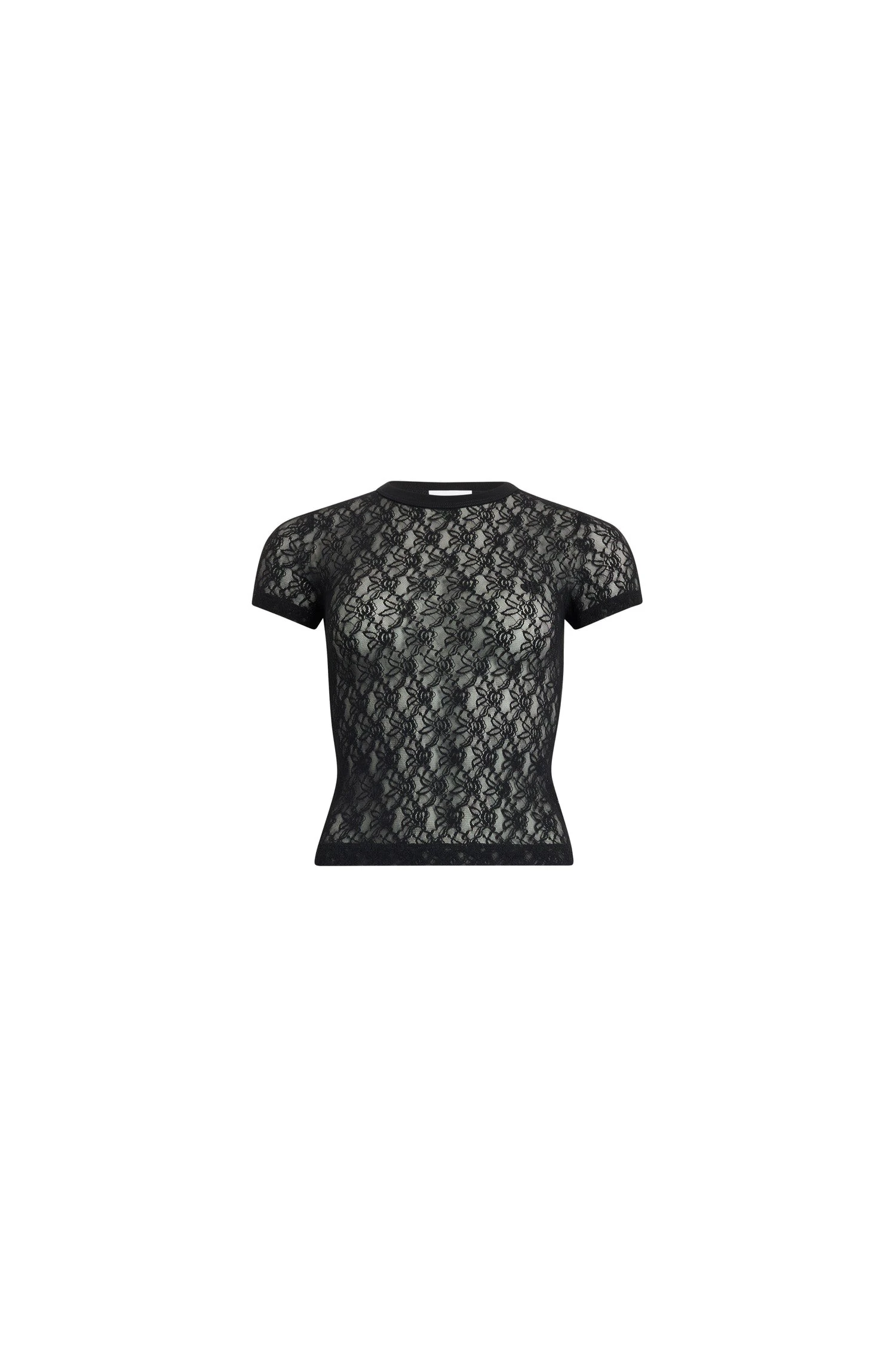 Patou Polyamide lace t-shirt in Black | Tops | Coveti Patou Polyamide lace t-shirt in Black