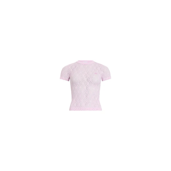 Patou Polyamide lace t-shirt in Pink Parfait