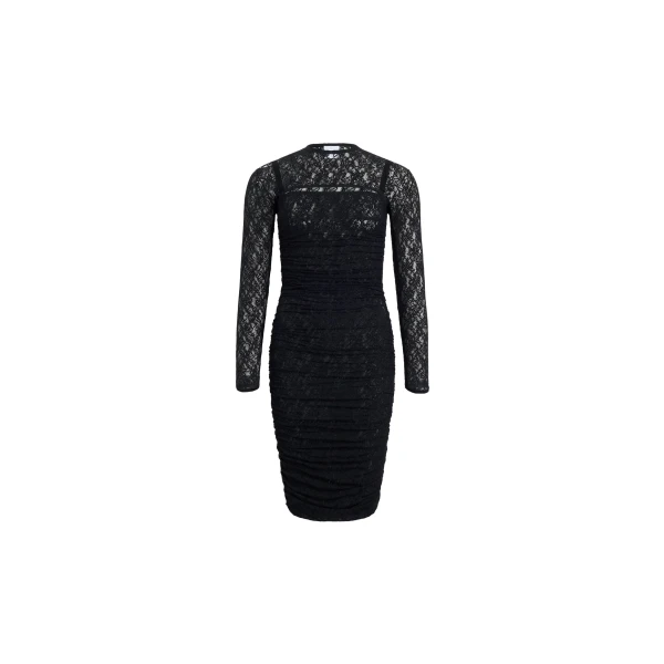 Polyamide lace twinset mini dress with detachable top in Black