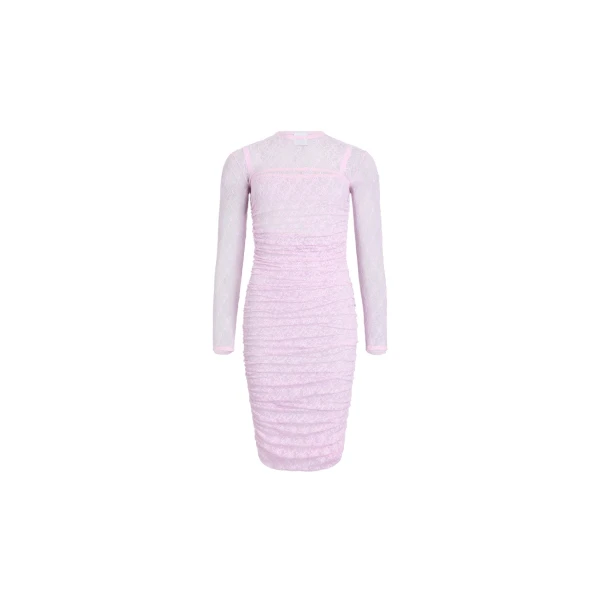 Polyamide lace twinset mini dress with detachable top in Pink Parfait