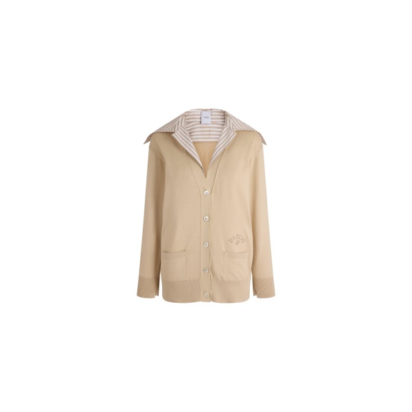 Patou Poplin collar cardigan in Safari Sand cotton
