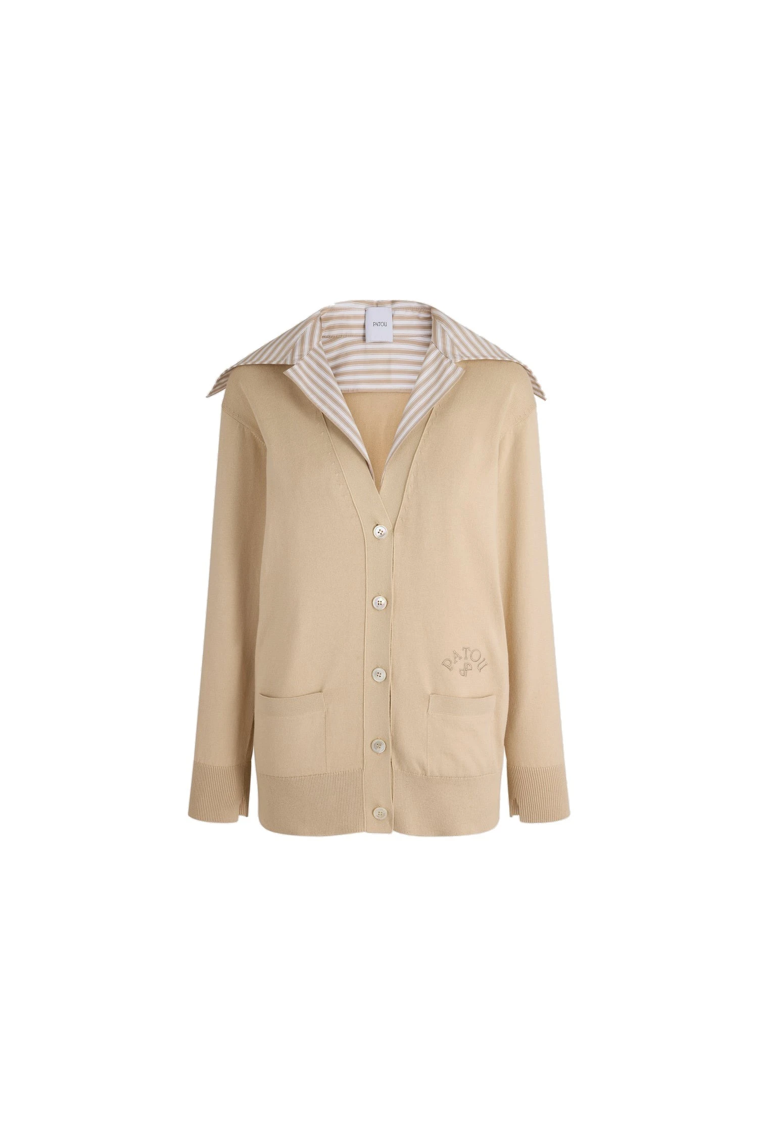 Patou Poplin collar cardigan in cotton | Coveti Patou Poplin collar cardigan in Safari Sand cotton
