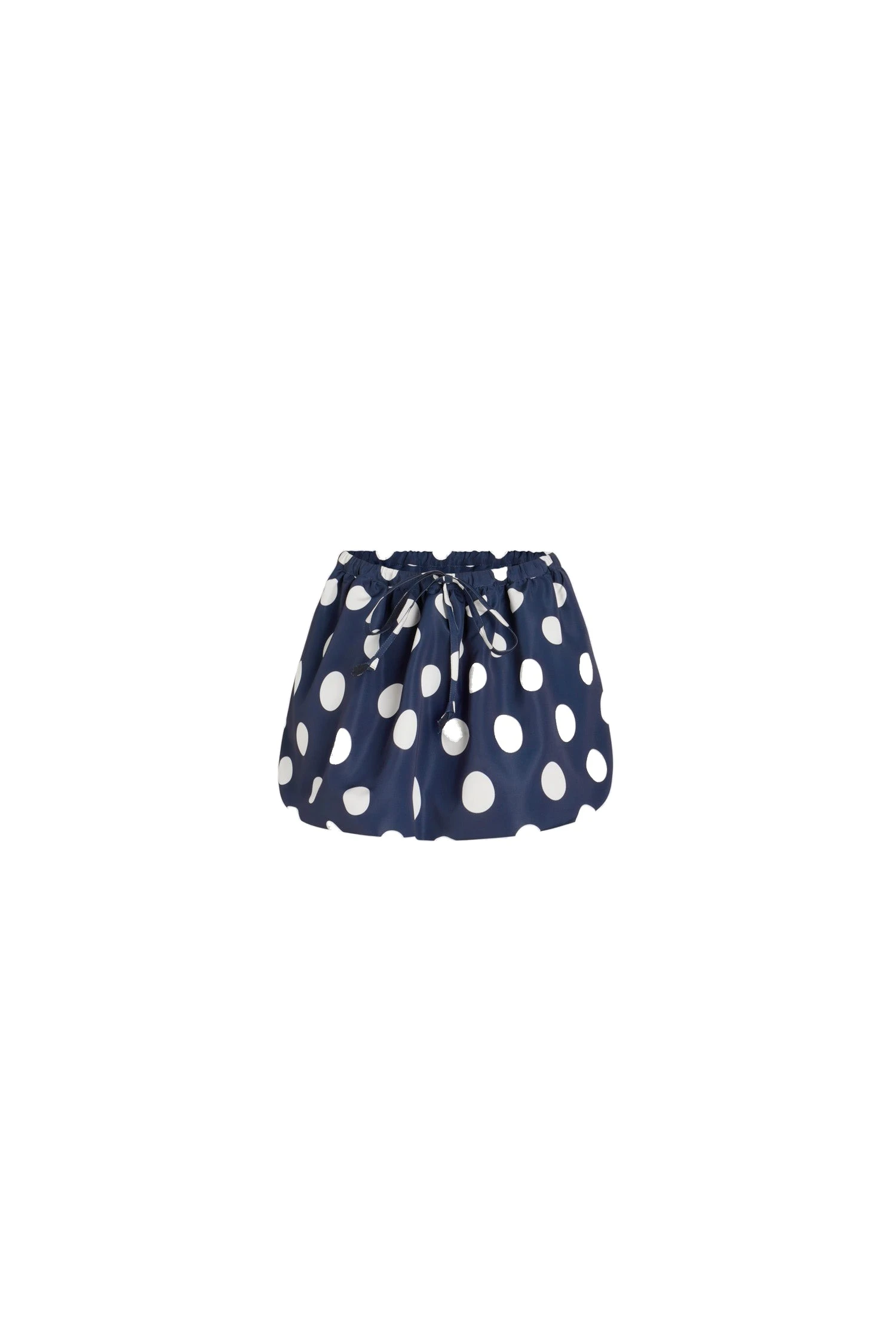 Patou Puffy mini skirt in Navy Polka Dots printed recycled ottoman faille | Skirts | Coveti Patou Puffy mini skirt in Navy Polka Dots printed recycled ottoman faille