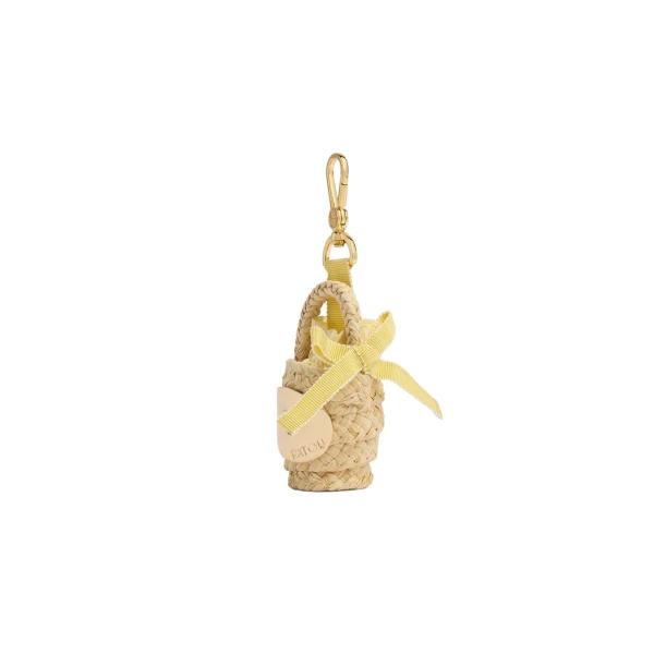 Raffia GG bucket bag charm in Citrus Blossom - Image 2