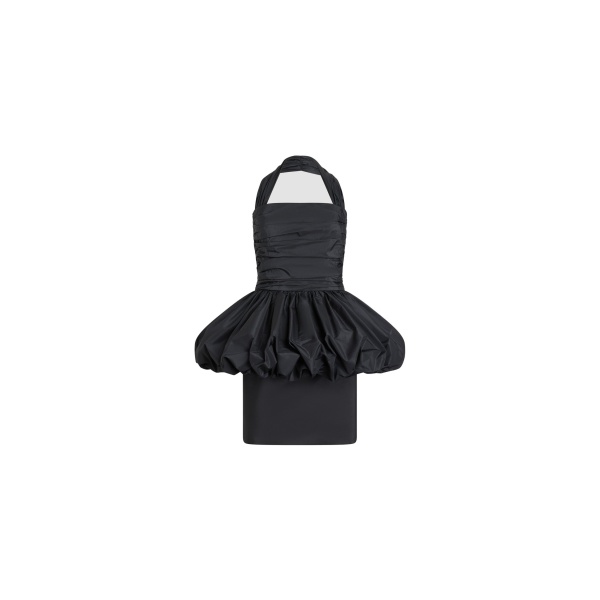 Patou Recycled faille backless mini bloomer dress in Black