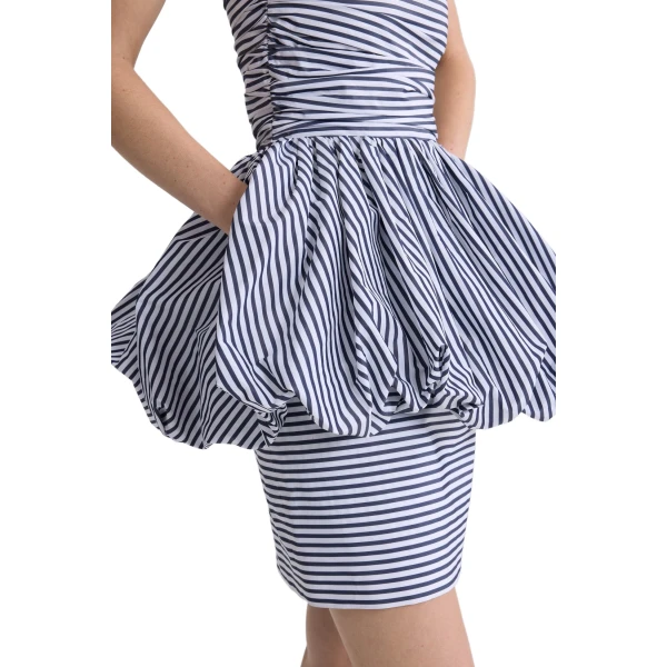 Recycled faille backless mini bloomer dress in Offshore Stripes - Image 4