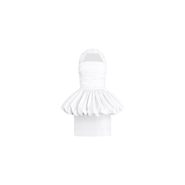 Patou Recycled faille backless mini bloomer dress in White