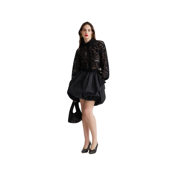 Recycled faille bubble skirt in Black - Image 2