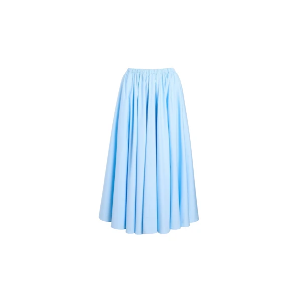 Recycled faille elasticated waist midi skirt in Riviera Blue