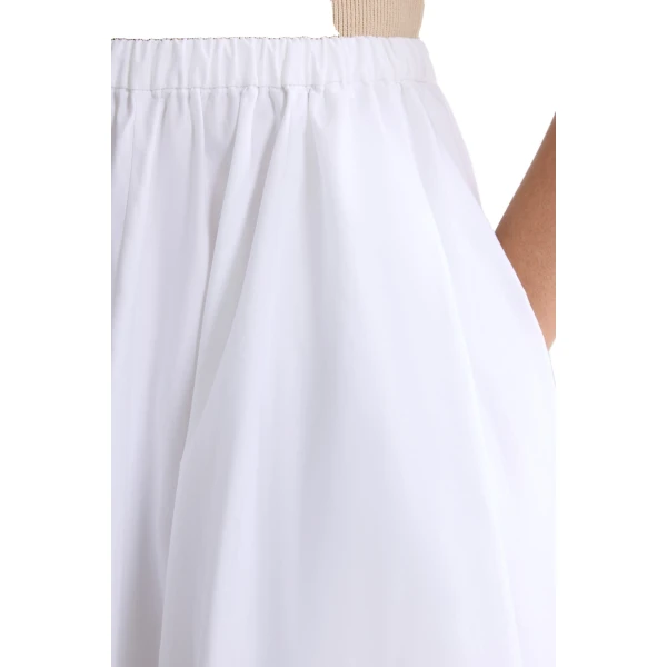 Recycled faille elasticated waist midi skirt in White - Image 4