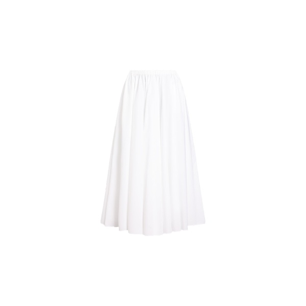 Patou Recycled faille elasticated waist midi skirt in White