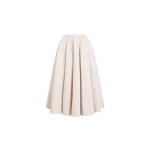 Patou Recycled faille elasticated waist striped midi skirt in Dolce Coffee Stripes