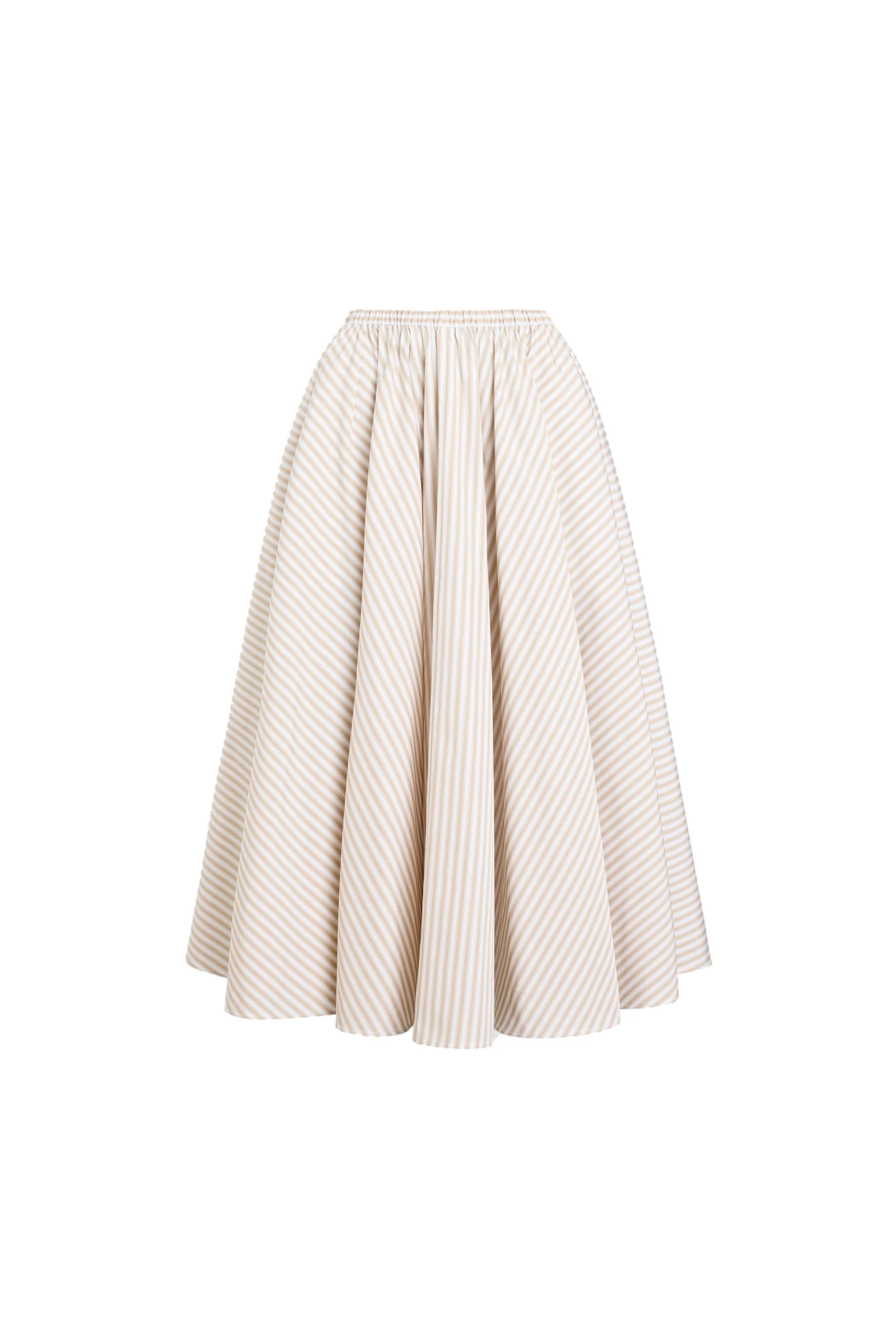 Patou Recycled faille elasticated waist striped midi skirt in Dolce Coffee Stripes | Skirts | Coveti Patou Recycled faille elasticated waist striped midi skirt in Dolce Coffee Stripes