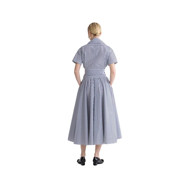 Recycled faille elasticated waist striped midi skirt in Offshore Stripes - Image 3