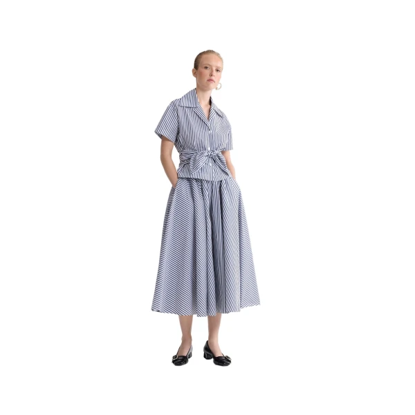Recycled faille knotted shirt in Offshore Stripes - Image 2