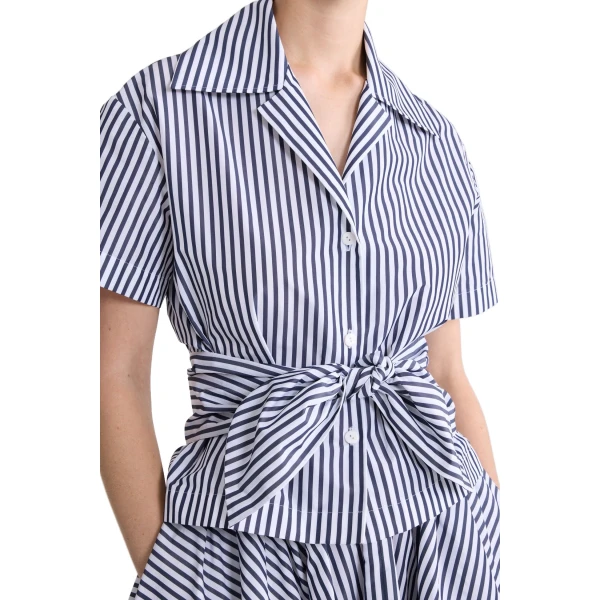 Recycled faille knotted shirt in Offshore Stripes - Image 4