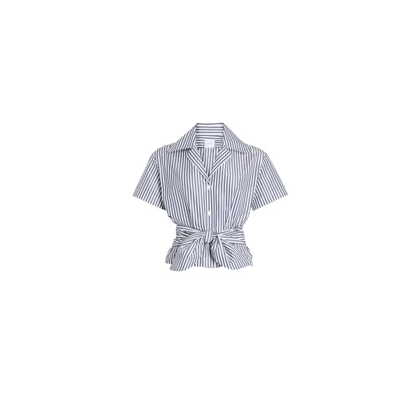 Recycled faille knotted shirt in Offshore Stripes