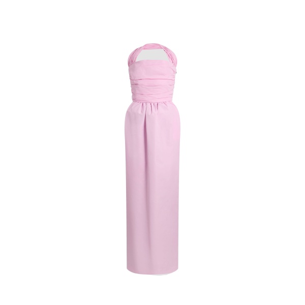 Patou Recycled faille long bustier dress in Primrose Pink