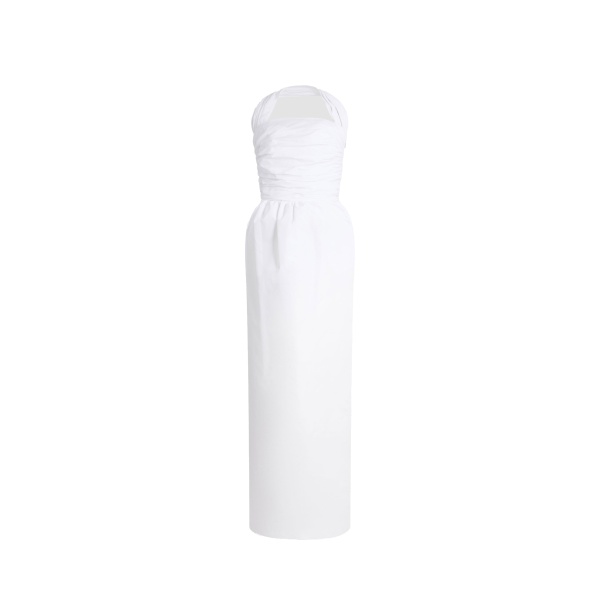 Patou Recycled faille long bustier dress in White