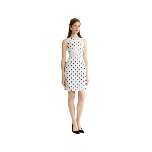 Recycled faille midi sheath dress in Cloud Dancer - Image 2