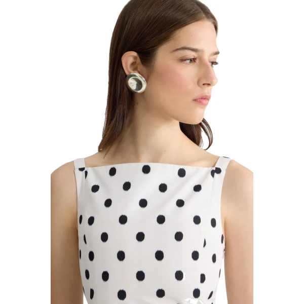 Recycled faille midi sheath dress in Cloud Dancer - Image 4