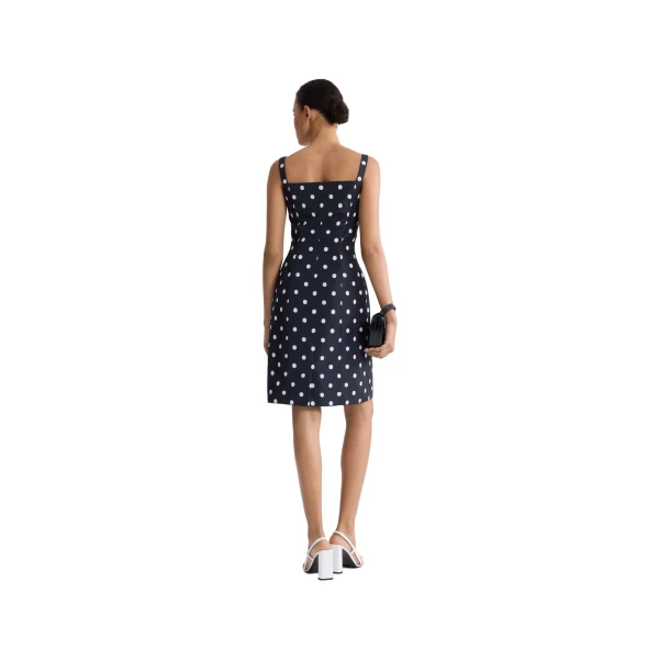Recycled faille midi sheath dress in Meteorite Blue - Image 3