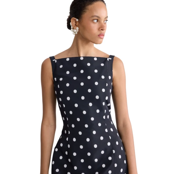 Recycled faille midi sheath dress in Meteorite Blue - Image 4