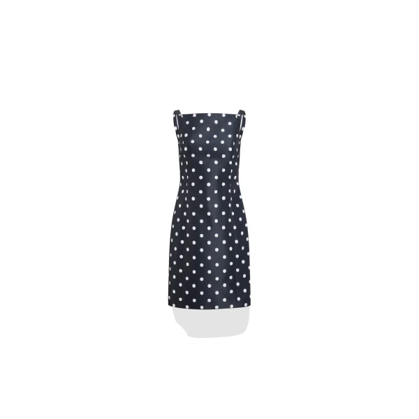 Patou Recycled faille midi sheath dress in Meteorite Blue