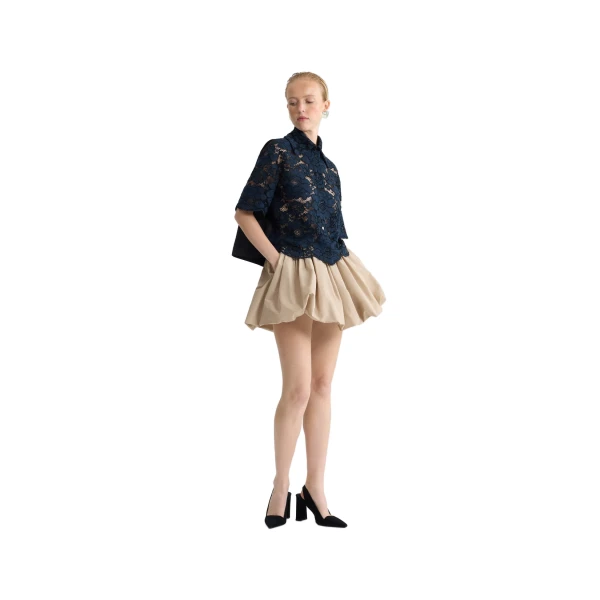 Recycled faille mini bloomer skirt in Dune - Image 2