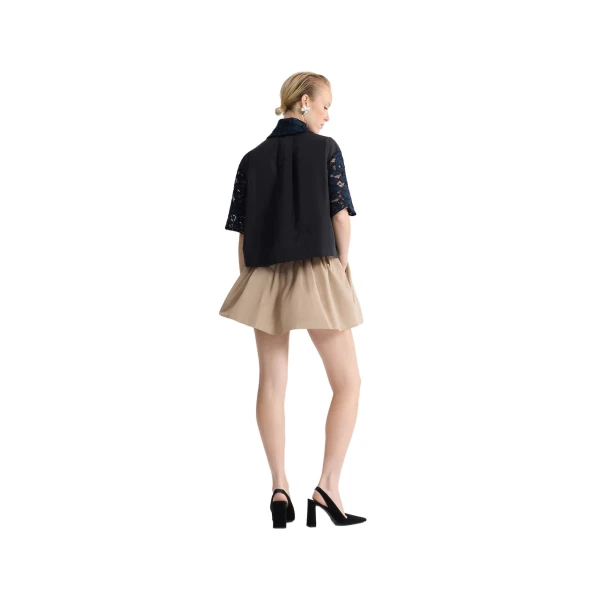 Recycled faille mini bloomer skirt in Dune - Image 3