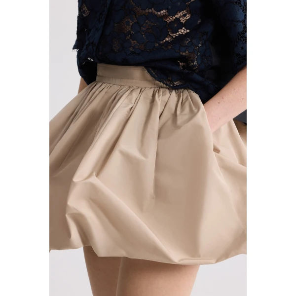 Recycled faille mini bloomer skirt in Dune - Image 4