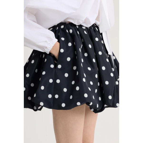 Recycled faille mini bloomer skirt in Meteorite Blue - Image 4