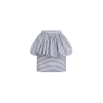 Patou Recycled faille peplum midi skirt in Offshore Stripes