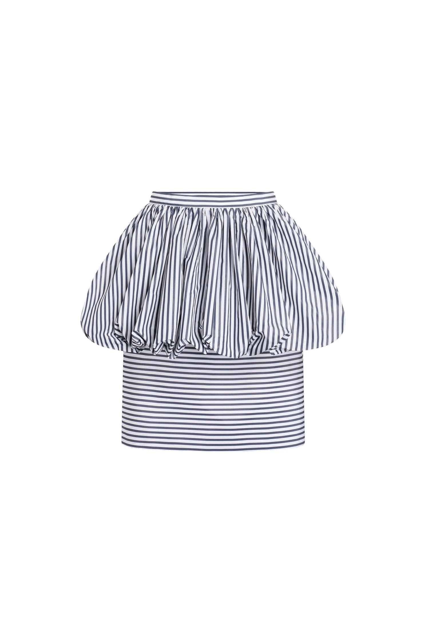 Patou Recycled faille peplum midi skirt in Offshore Stripes | Skirts | Coveti Patou Recycled faille peplum midi skirt in Offshore Stripes