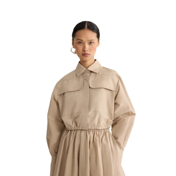 Recycled faille short safari shirt in Dune - Image 5
