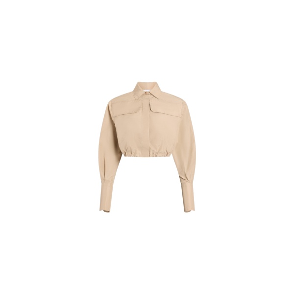 Patou Recycled faille short safari shirt in Dune