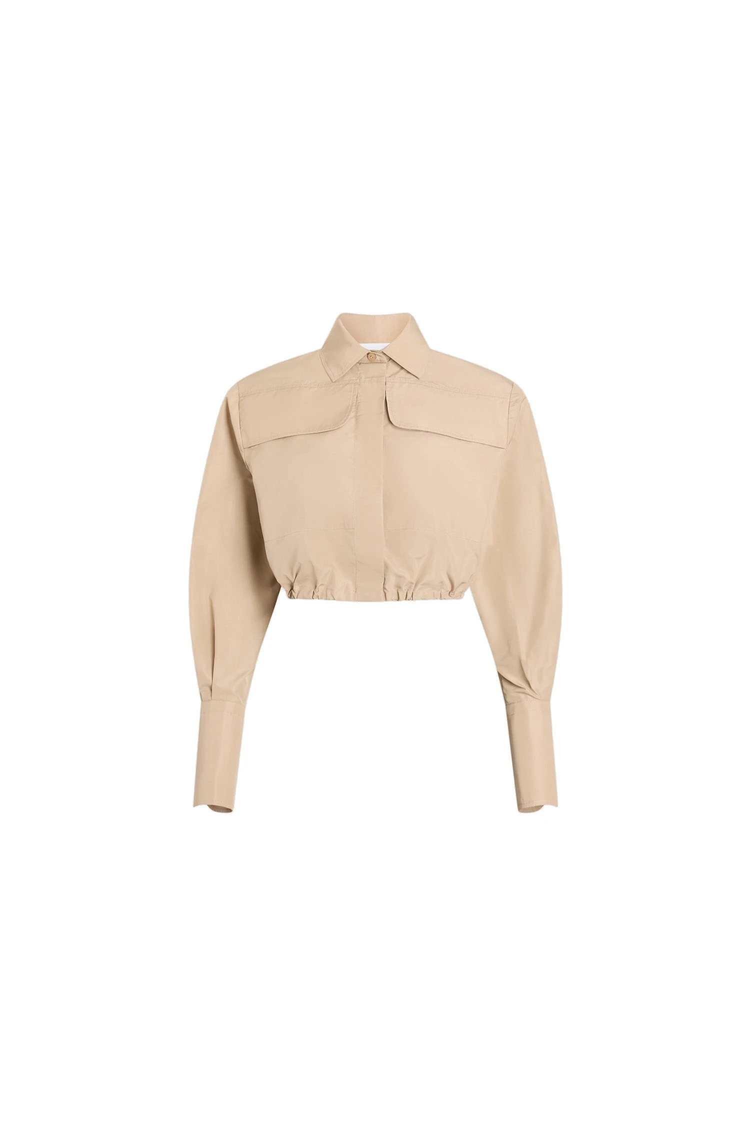 Patou Recycled faille short safari shirt in Dune | Tops | Coveti Patou Recycled faille short safari shirt in Dune