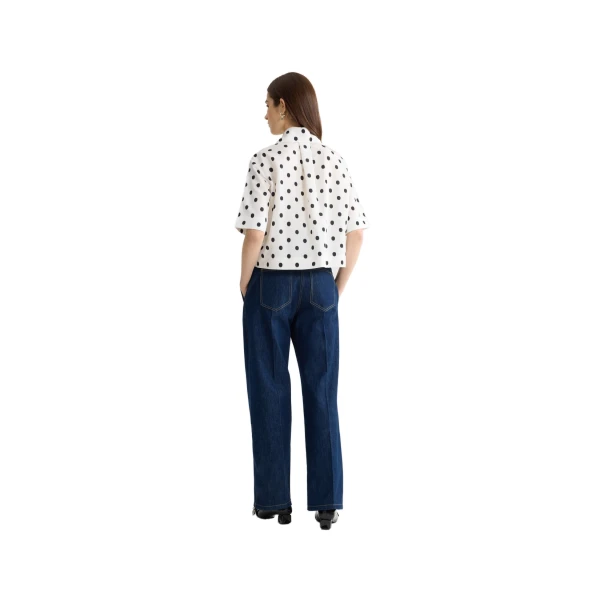 Recycled faille short-sleeved blouse in Cloud Dancer - Image 3