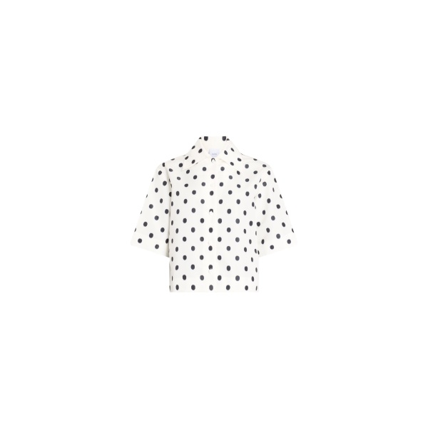 Patou Recycled faille short-sleeved blouse in Cloud Dancer