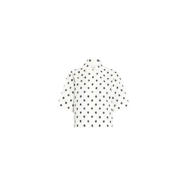 Patou Recycled faille short-sleeved blouse in Cloud Dancer