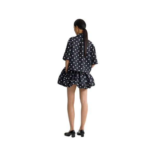 Recycled faille short-sleeved blouse in Meteorite Blue - Image 3