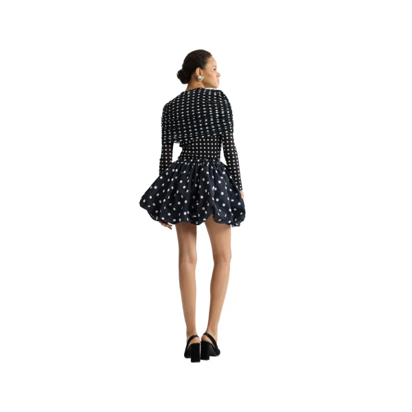 Recycled nylon long sleeve top in Night Blue Polka Dots - Image 3