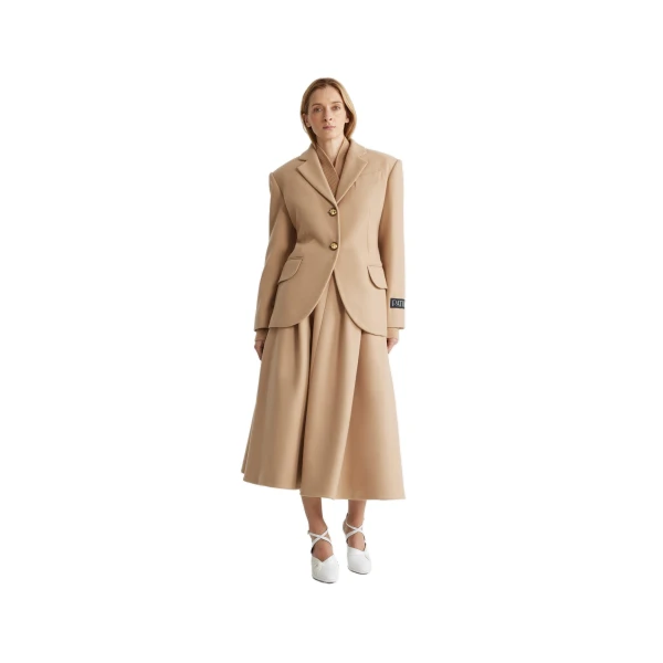 Relaxed belted jacket in Beige sustainable wool and cashmere blend - Image 2