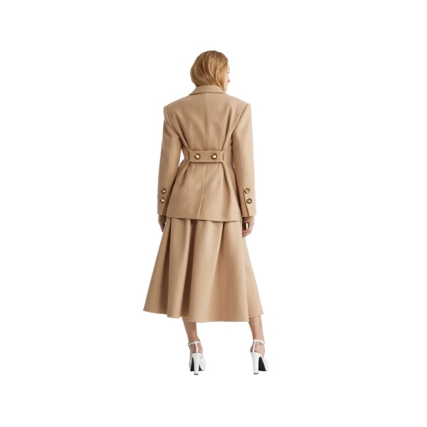 Relaxed belted jacket in Beige sustainable wool and cashmere blend - Image 3