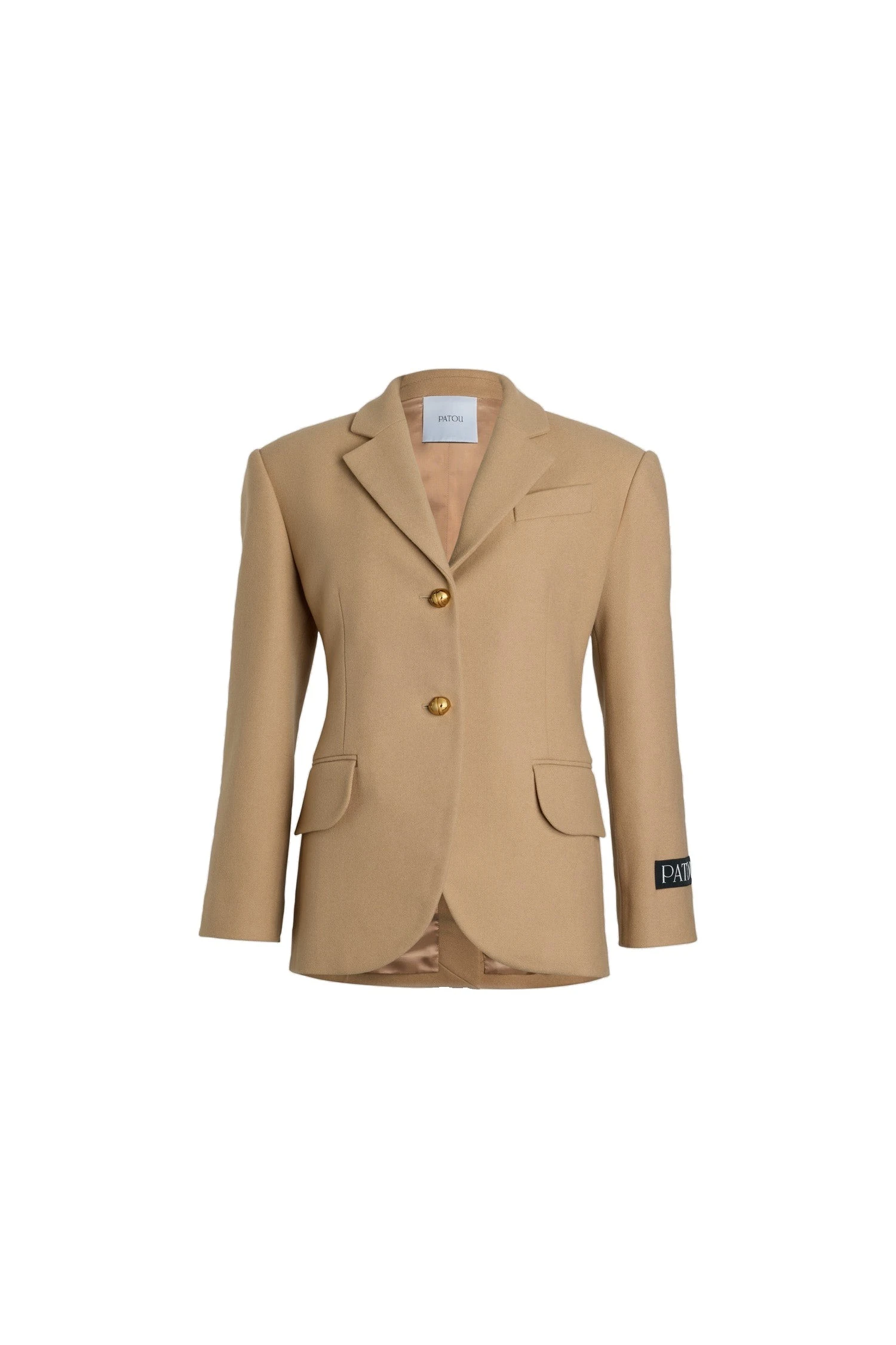 Patou Relaxed belted jacket in Beige sustainable wool and cashmere blend | Jackets | Coveti Patou Relaxed belted jacket in Beige sustainable wool and cashmere blend