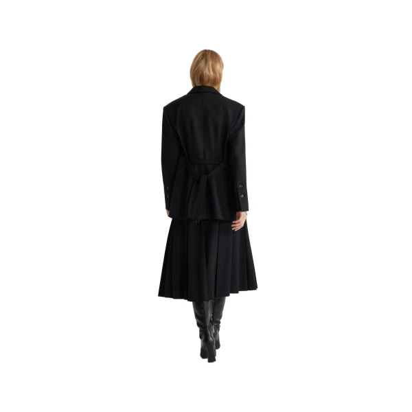 Relaxed belted jacket in Black technical wool - Image 3