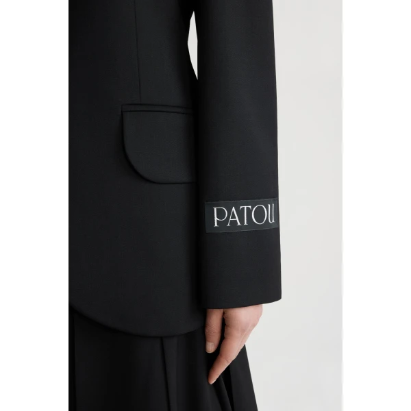 Relaxed belted jacket in Black technical wool - Image 4
