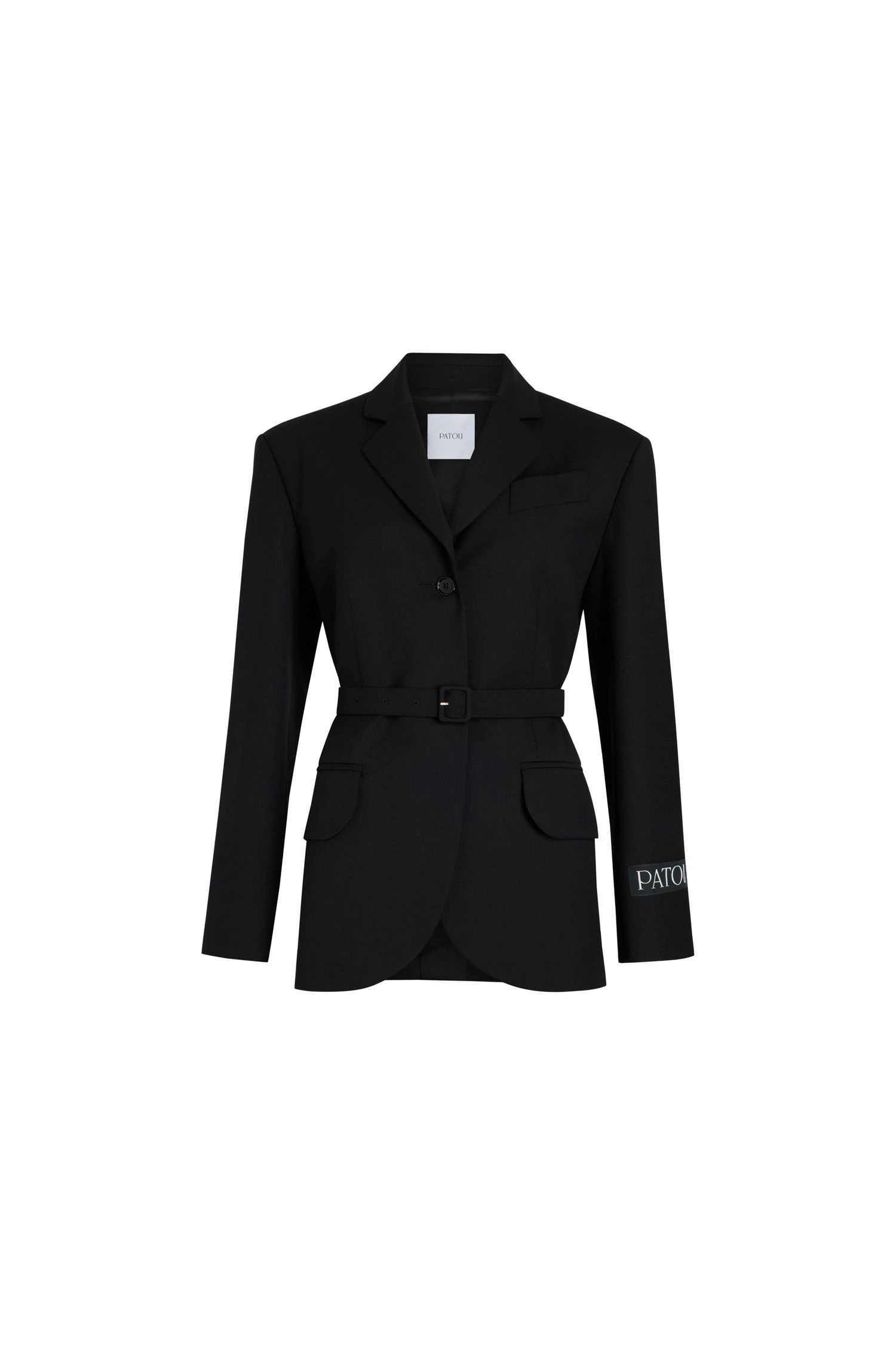 Patou Relaxed belted jacket in technical wool | Coveti Patou Relaxed belted jacket in Black technical wool